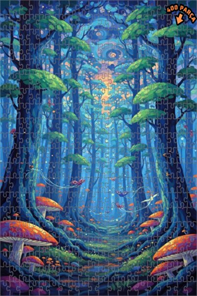 Teona Ahşap لغز خشبي مؤطر بطبقتين بمظهر لوحة زيتية تصور الغابة السحرية 400 قط...