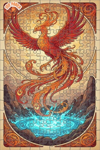 Teona Ahşap Phoenix Oil Painting Double-Layer Framed Wooden Puzzle 150 Pieces...