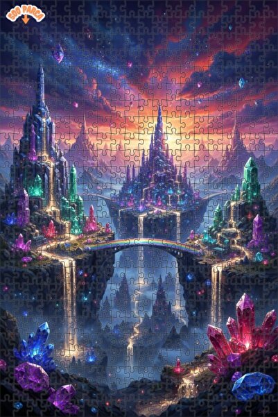 Teona Ahşap لوحة زيتية لمشهد مدينة كريستالية رائعة، لغز خشبي بإطار من طابقين،...