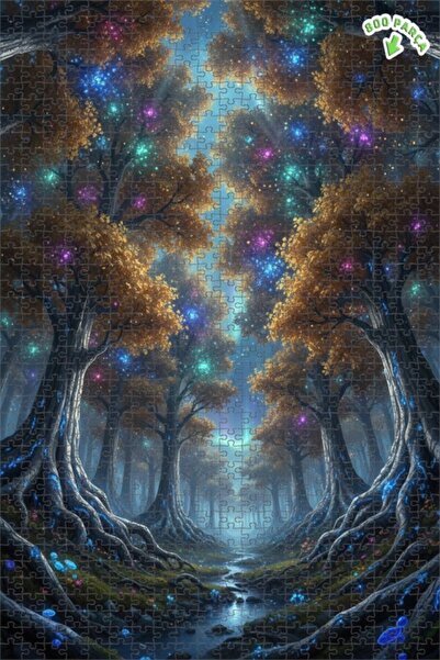 Teona Ahşap لغز خشبي بإطار مزدوج الطبقات بمظهر لوحة زيتية يصور أضواء الغابة ا...