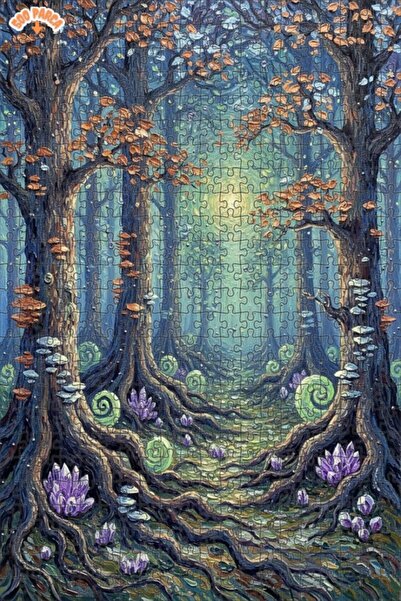 Teona Ahşap لغز خشبي مؤطر بطبقتين بمظهر لوحة زيتية، بتصميم غابة غامضة وحلم كر...