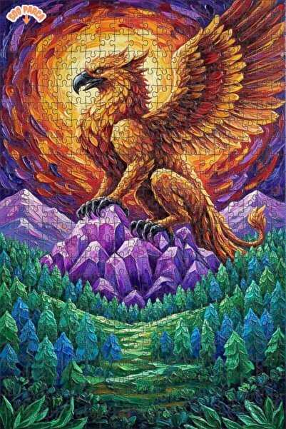 Teona Ahşap لوحة زيتية ميستيك جريفين على الجبال الكريستالية، لغز خشبي بإطار م...