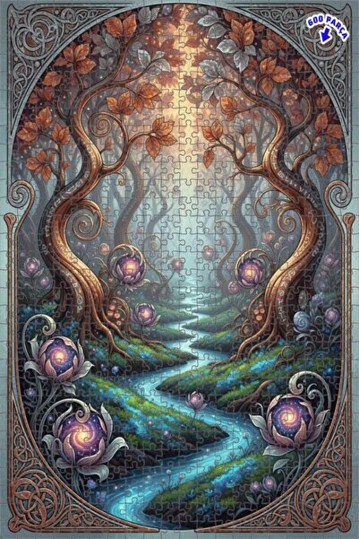 Teona Ahşap لغز خشبي بإطار مزدوج الطبقات بمظهر لوحة زيتية مستوحاة من الغابة ا...