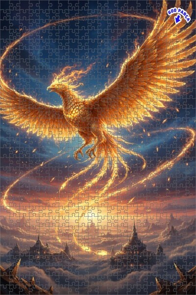 Teona Ahşap لغز خشبي مؤطر بطبقتين بمظهر لوحة زيتية لمجنح الفينيق الأسطوري 600...