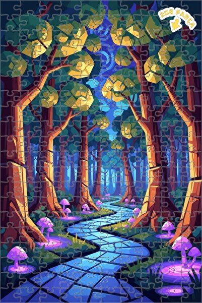 Teona Ahşap لغز خشبي مؤطر بطبقتين من مسار الغابة الغامضة 200 قطعة 25×35