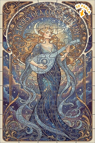 Teona Ahşap Cosmic Melody Oil Painting-Looking Art Trend Double-Deck Framed W...