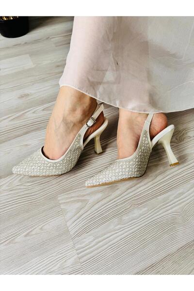 Blacktavern Pearl and Stone Detailled Evening Shoes Pointed Toe Wedding Engag...