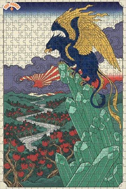 Teona Ahşap لغز غابة كريستال الفينيق الأزرق على طراز أوكيو-إي 500 قطعة 50x30