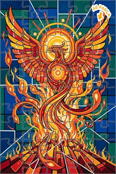 Teona Ahşap لغز خشبي مُشكل بالليزر على شكل طائر الفينيق الخيالي بمظهر الزيت، ...