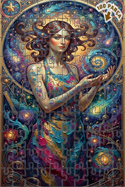 Teona Ahşap لغز خشبي للنساء بمظهر لوحة زيتية فلكية، لغز خشبي بإطار مزدوج الطب...