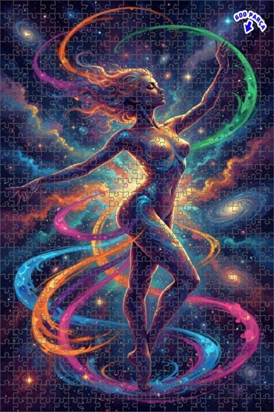 Teona Ahşap لوحة فنية حديثة بتصميم رقصة الكون بمظهر الزيت الملون، لغز خشبي بإ...