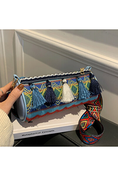 PriStyle Geanta de Umar Dama, Model Etnic Colorat, Bretea Reglabila, 21.5x10x...