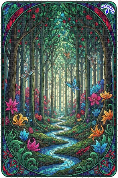 Teona Ahşap لغز خشبي مؤطر بطبقتين من ماركة ماجيكال فورست ريفر 600 قطعة 50x35