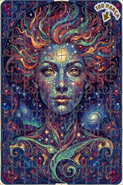 Teona Ahşap لغز خشبي بإطار مزدوج الطبقات من الفن الكوني ذو الوجه السماوي 100 ...