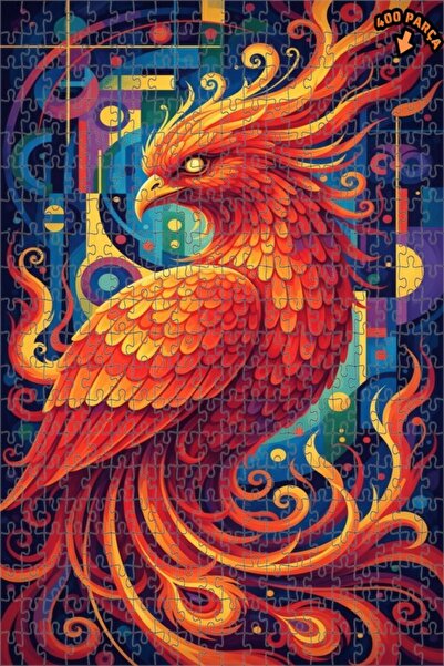 Teona Ahşap لغز خشبي بإطار مزدوج الطبقات بمظهر لوحة زيتية لطائر الفينيق الأحم...