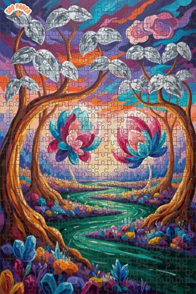 Teona Ahşap لغز خشبي بمظهر زهور الغابة السحرية بمظهر اللوحات الزيتية 500 قطعة...