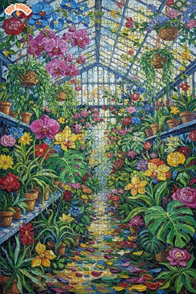 Teona Ahşap Oil Painting Look Botanical Garden Art Double Layer Framed Wooden...
