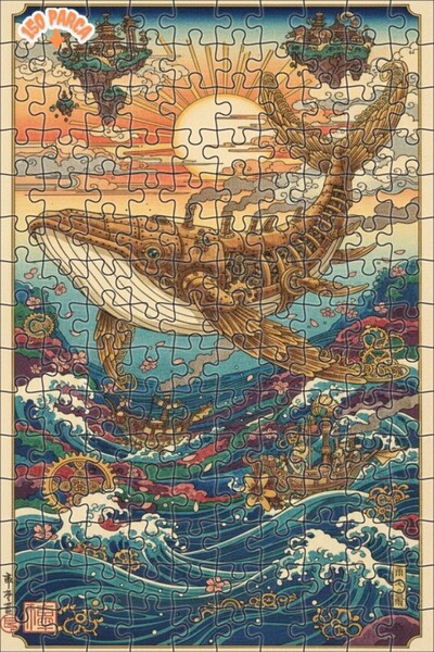 Teona Ahşap Flying Whale Steamship Art Double Deck Framed Wooden Puzzle 150 P...