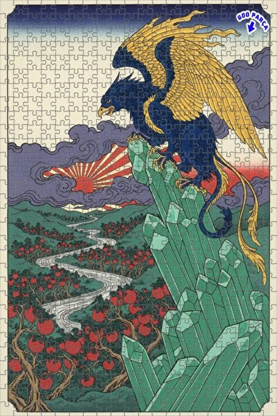 Teona Ahşap لغز غابة كريستال الفينيق الأزرق على طراز أوكيو-إي 600 قطعة 50×35