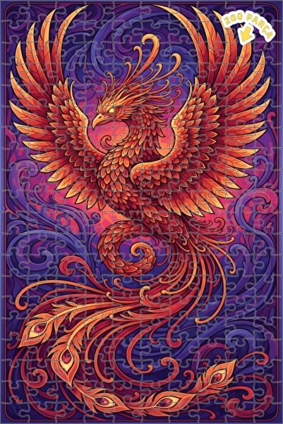 Teona Ahşap لغز خشبي رائع بإطار مزدوج الطبقات بمظهر لوحة زيتية لطائر الفينيق ...