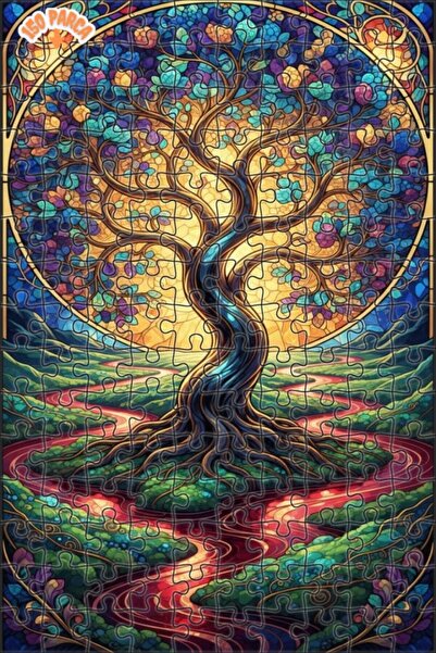 Teona Ahşap Tree of Life Colorful Double Layer Framed Wooden Puzzle 150 Piece...