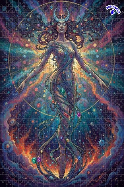 Teona Ahşap لغز خشبي مؤطر بطبقتين بمظهر لوحة زيتية لامرأة في الكون، 600 قطعة،...