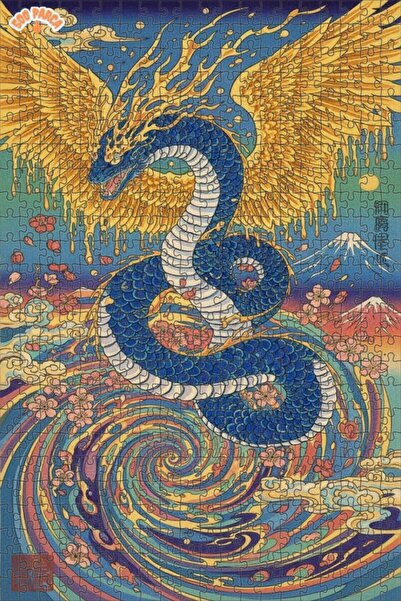 Teona Ahşap لغز خشبي بإطار ذو طابقين بمظهر طباعة فنية يوكيو-إي بتصميم أجنحة ا...