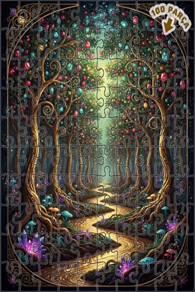 Teona Ahşap لغز خشبي مؤطر بطبقتين من سفر الغابة الكريستالية الغامضة 100 قطعة ...