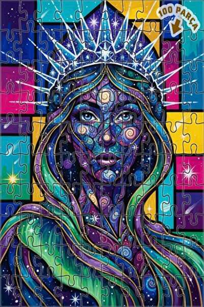 Teona Ahşap لوحة زيتية تصور ملكة الكون، تصميم عصري بإطار خشبي ذو طابقين، لغز ...