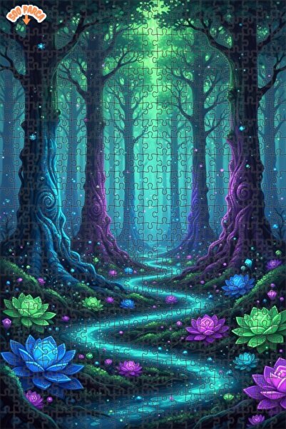 Teona Ahşap لغز خشبي فني بتصميم طريق الغابة السحرية بمظهر الألوان المائية 500...