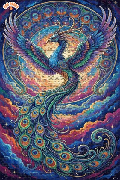 Teona Ahşap لغز خشبي مؤطر بطبقتين من فن الطاووس السحري 500 قطعة 50x30