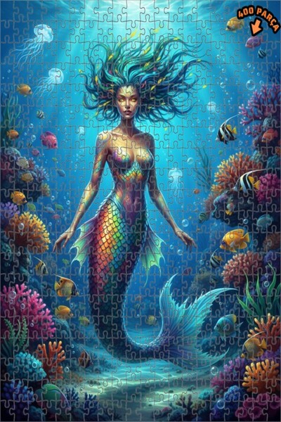 Teona Ahşap لغز خشبي مؤطر بطبقتين بمظهر لوحة زيتية لحورية البحر السحرية 400 ق...