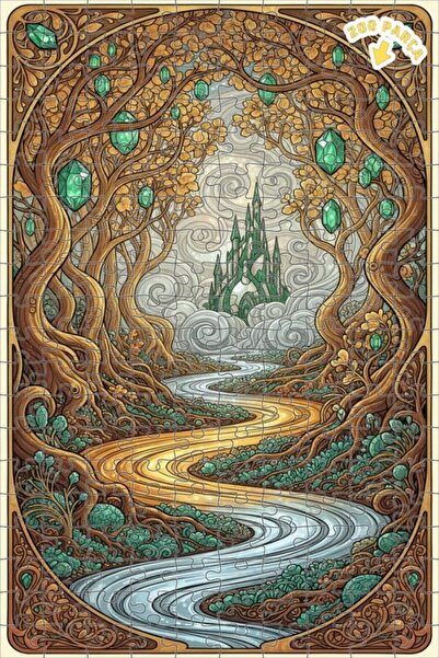 Teona Ahşap لغز خشبي مؤطر بطبقتين من شلال الغابة السحرية 200 قطعة 25x35