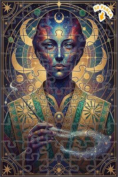 Teona Ahşap لوحة فنية لوجه الكون الغامض، طباعة فنية، لوحة زيتية، لغز خشبي بإط...