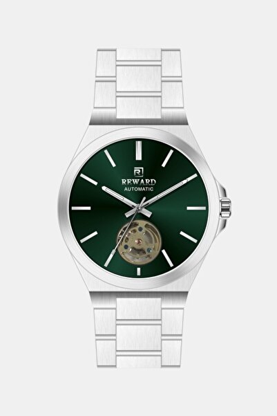 Reward Erkek Kol Saati Otomatik Yeşil Kadran Çelik Kordon Gümüş 44 mm Hediyel...