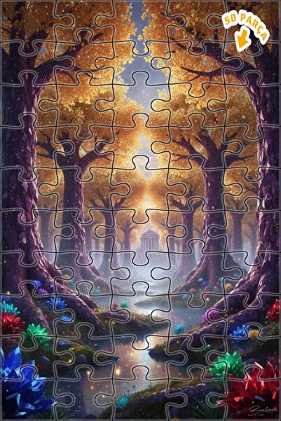 Teona Ahşap لغز خشبي بإطار مزدوج الطبقات على شكل غابة كريستالية 50 قطعة 15x25