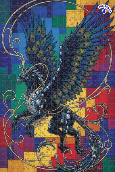 Teona Ahşap لغز فني من نوع غريفين بانثر ذو الريش الفاخر، لغز خشبي بإطار مزدوج...