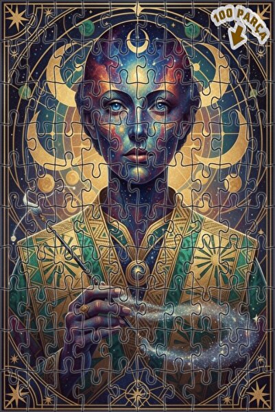 Teona Ahşap لوحة فنية مطبوعة لوجه الكون الغامض، لوحة زيتية بإطار خشبي مزدوج ا...