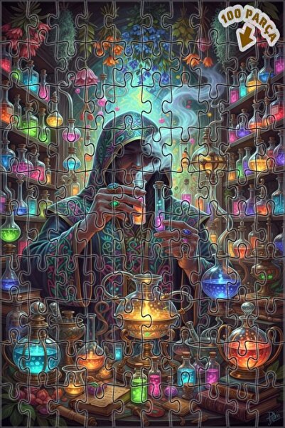 Teona Ahşap لغز فني بمظهر لوحة زيتية لورشة الفيزيائي الغامض، 100 قطعة، 25×25 سم