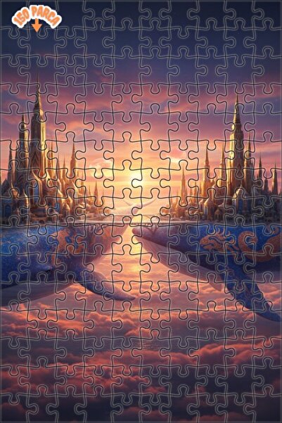 Teona Ahşap لوحة زيتية رائعة لمناظر مدينة الحوت، لغز خشبي بإطار مزدوج الطابق ...