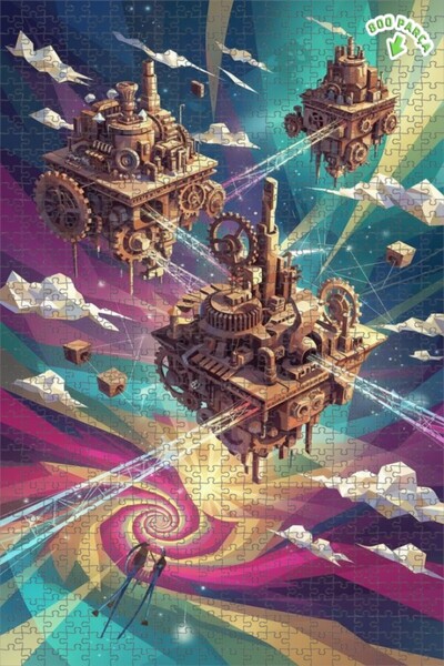 Teona Ahşap لغز خشبي بإطار مزدوج الطبقات من ستيمبانك تاورز 800 قطعة 70x50