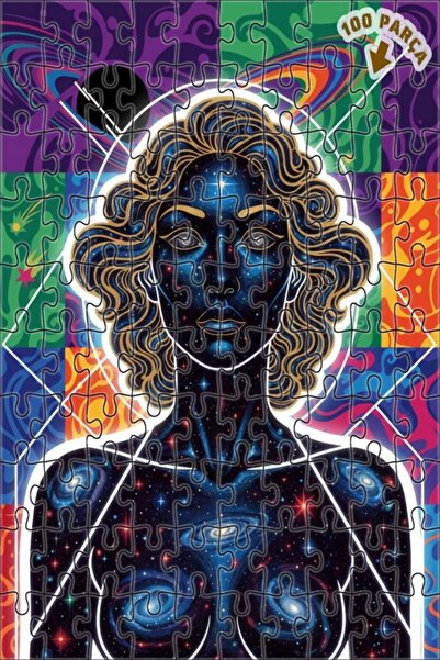 Teona Ahşap لغز خشبي مؤطر بطبقتين بنمط فني تجريدي للإلهة الكونية 100 قطعة 25×25