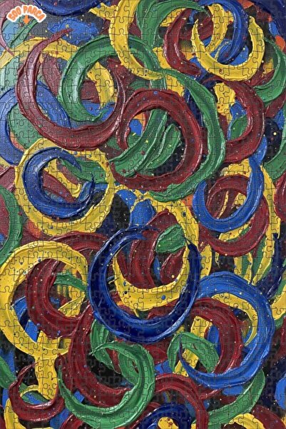 Teona Ahşap Vibrant Spiral Pattern Oil Painting Look Double-Deck Framed Woode...