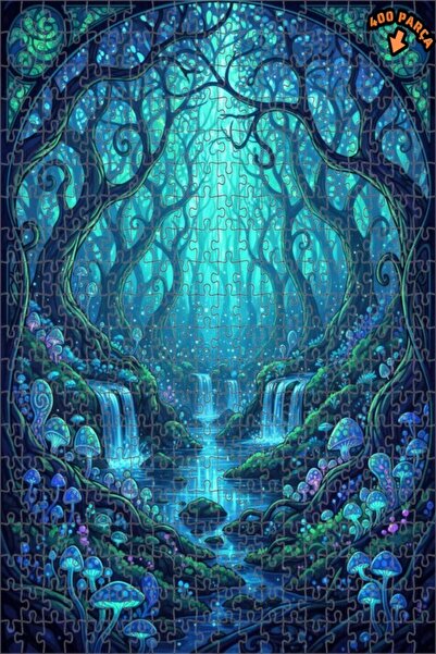 Teona Ahşap ألغاز خشبية مؤطرة ذات طابقين من شلالات الغابة السحرية 400 قطعة 35x35