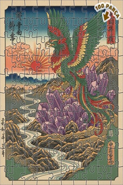 Teona Ahşap لغز خشبي مؤطر بطبقتين من كريستال العنقاء السحرية ومشهد الجبل 100 ...