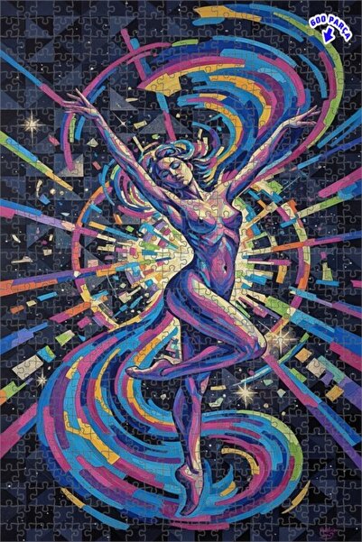 Teona Ahşap لوحة فنية حديثة بتصميم راقص مبهج بمظهر زيتية، لغز خشبي بإطار مزدو...