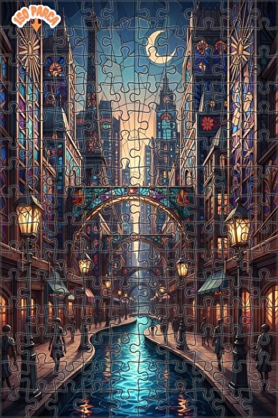 Teona Ahşap لغز خشبي مزدوج الطبقات بإطار من الزجاج الملون على شكل قناة باريس ...