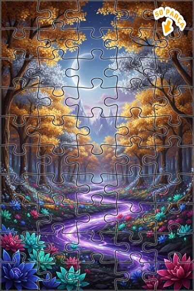 Teona Ahşap لغز خشبي مؤطر بطبقتين بمظهر لوحة زيتية لجسر نهر الغابة الخيالية 5...