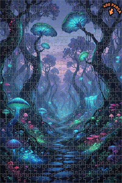 Teona Ahşap لغز خشبي مؤطر بطبقتين من فطر الغابة السحرية 400 قطعة 35x35