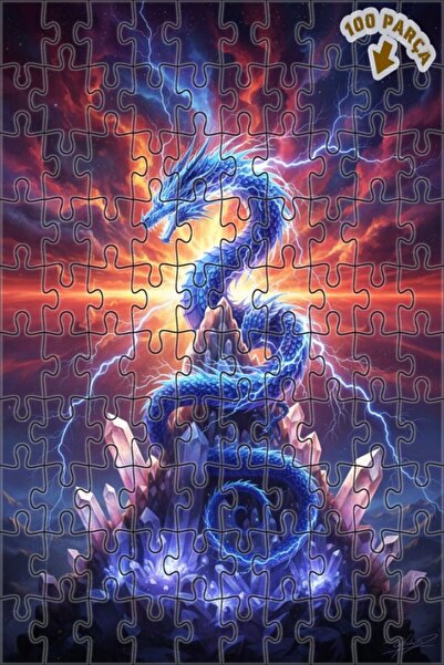 Teona Ahşap لغز خشبي بإطار مزدوج الطبقات بمظهر لوحة زيتية لتنين البرق 100 قطع...